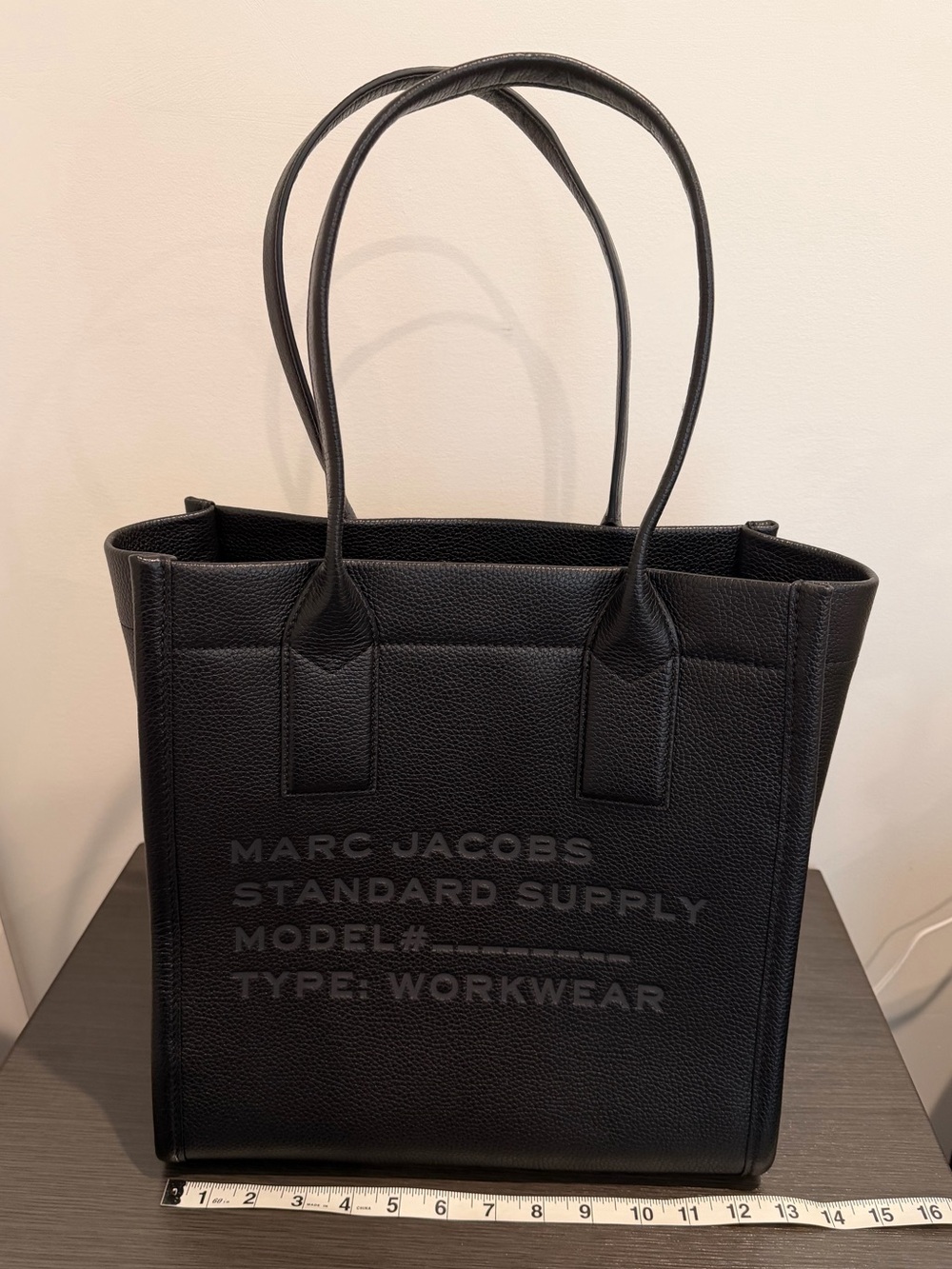 Marc Jacobs Black Pebbled Tote with Logo Panel